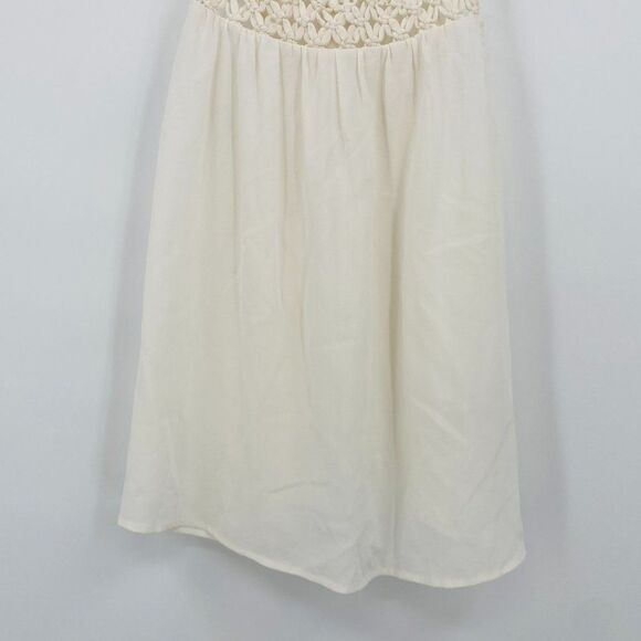 Joie Size Small Ivory Montara Knotted Macrame Silk Tank Top Blouse - Picture 5 of 12